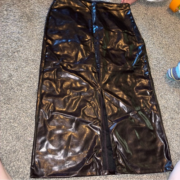 Women's Size 2 Brown Faux Leather Midi Skirt - A New Day - Picture 8 of 10